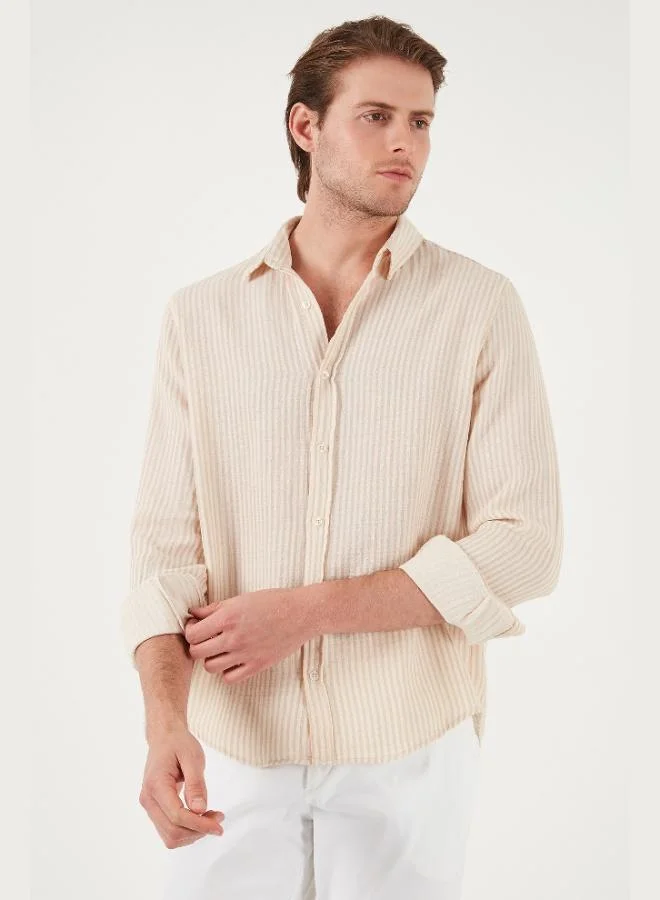 Buratti  Buratti Striped Regular Fit Cotton Long Sleeve Shirt Men's SHIRT CF25S129721 for Men | Best Price UAE
