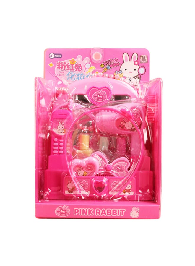 Yiyan Pink Rabbit YY17094 الأطفال فتاة تلعب منزل لعبة منضدة الزينة صندوق مستحضرات التجميل خلع الملابس - اللون: yy17094-play House Dressing Table - Image 1