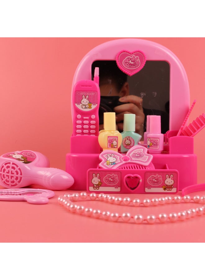 Yiyan Pink Rabbit YY17094 الأطفال فتاة تلعب منزل لعبة منضدة الزينة صندوق مستحضرات التجميل خلع الملابس - اللون: yy17094-play House Dressing Table - Image 2