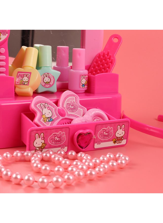 Yiyan Pink Rabbit YY17094 الأطفال فتاة تلعب منزل لعبة منضدة الزينة صندوق مستحضرات التجميل خلع الملابس - اللون: yy17094-play House Dressing Table - Image 5