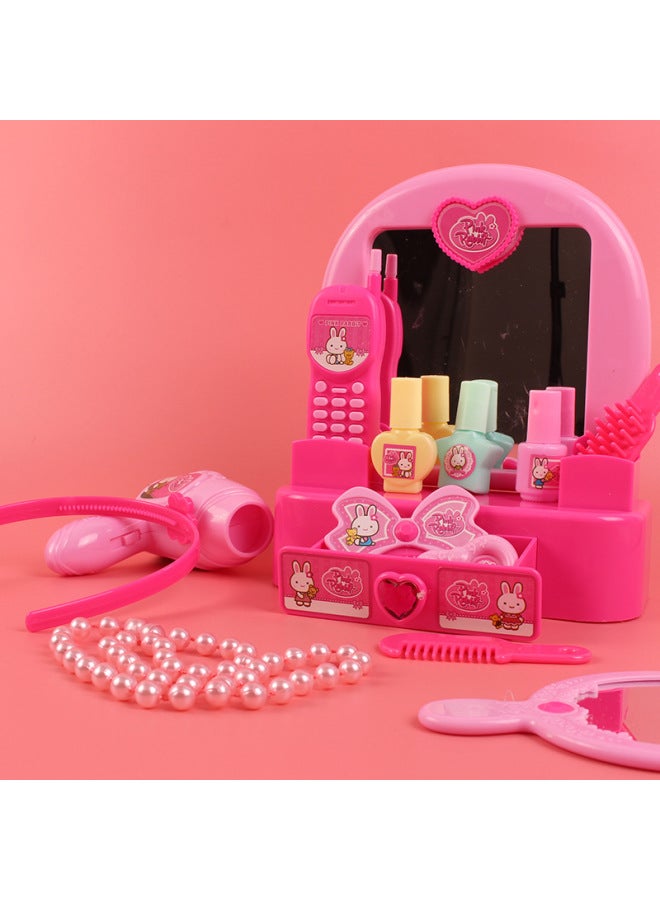 Yiyan Pink Rabbit YY17094 الأطفال فتاة تلعب منزل لعبة منضدة الزينة صندوق مستحضرات التجميل خلع الملابس - اللون: yy17094-play House Dressing Table - Image 3