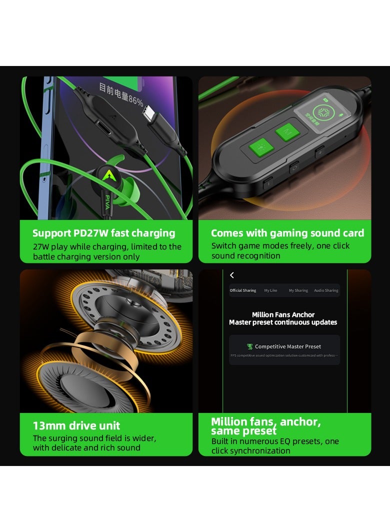 بيفا سماعة الألعاب PIVA S6PRO-AR مع إضاءة RGB ووصلة Type-C سلكية 2 في 1، مزودة بمنفذ شحن PD27W يتيح لك شحن هاتفك أثناء اللعب دون فقدان الطاقة أو الحاجة لفصل السماعة. تأتي مع بطاقة صوت مدمجة وصوت محيطي ثلاثي الأبعاد لمحاكاة الواقع بدقة أثناء اللعب. اللون الأحمر. - Image 5