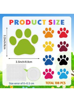 Geyee Geyee 108 Pcs Paw Prints Cutouts Paw Bulletin Board Decorations 3.2'' x 3.5'' Mini Colorful Paper Paw Cutouts for Kids Educational School Classroom Craft Wall Decor Party Favor Supplies  - Image 2