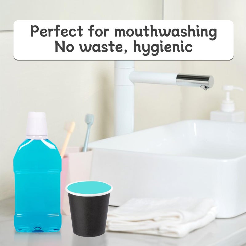Iuuidu 3 oz Black Paper Cups - 100 Pack Mouthwash Cups for Home  Office  Wedding  Travel - Image 2
