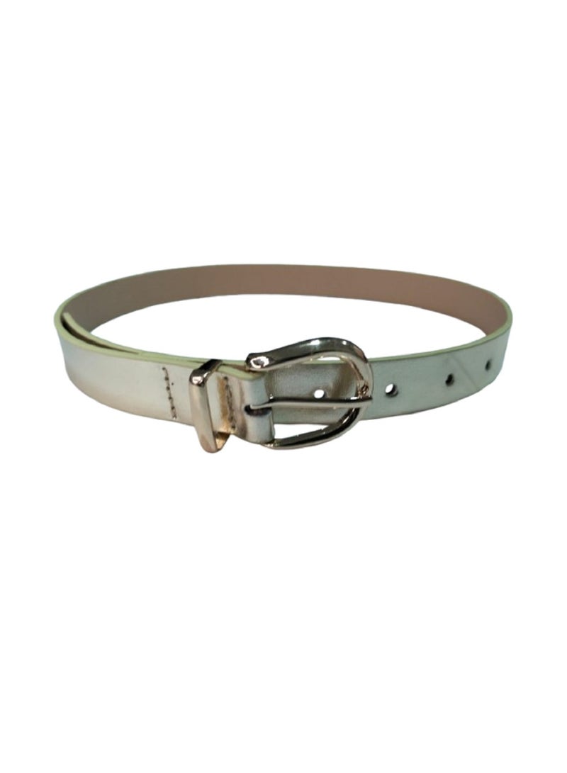 Kids' Casual Belt With Gold Curved Buckle - Gold