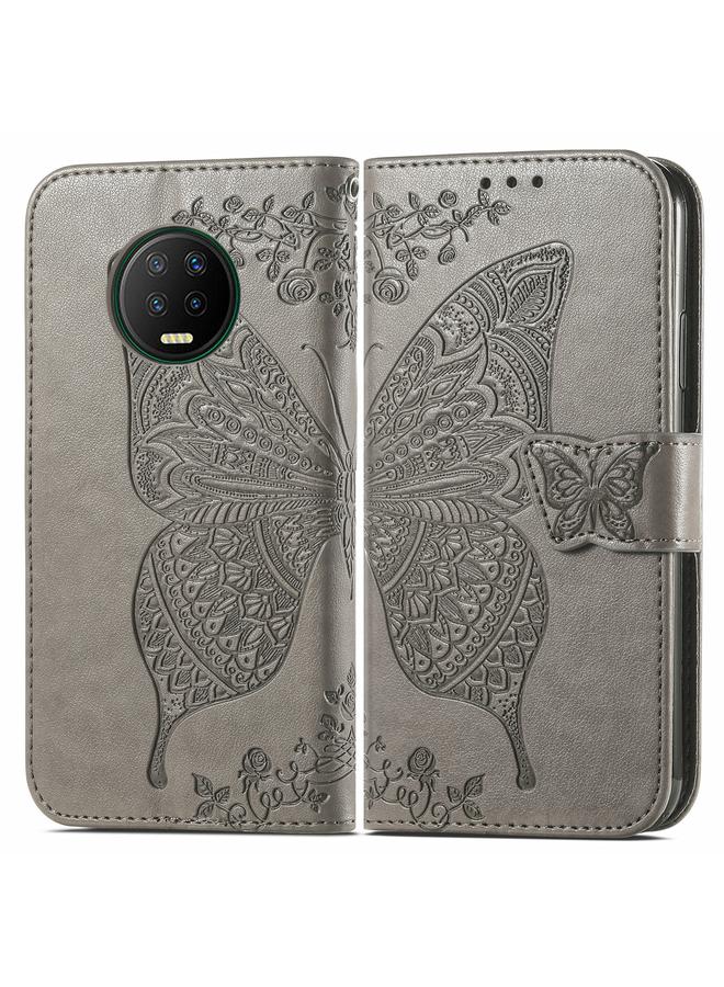 اس-توب جراب جلدي أفقي قابل للطي منقوش عليه زهور حب الفراشات مع حامل وفتحات للبطاقات ومحفظة وحبل لهاتف Infinix Note 7 - Image 2