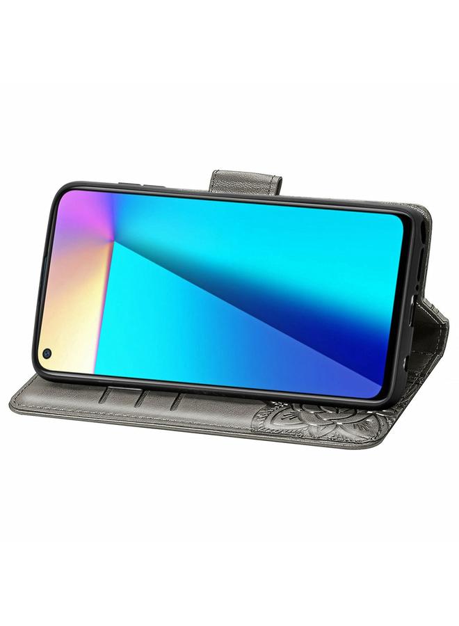 اس-توب جراب جلدي أفقي قابل للطي منقوش عليه زهور حب الفراشات مع حامل وفتحات للبطاقات ومحفظة وحبل لهاتف Infinix Note 7 - Image 4