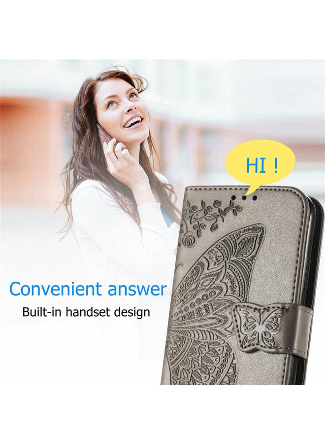 اس-توب جراب جلدي أفقي قابل للطي منقوش عليه زهور حب الفراشات مع حامل وفتحات للبطاقات ومحفظة وحبل لهاتف Infinix Note 7 - Image 5