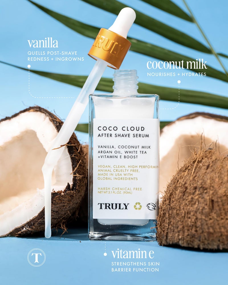 Truly Beauty Coco Cloud After Shave Serum - Alleviates Post Shave Dryness, Ingrowns with Argan Oil, Vanilla & Coconut - After Shave Oil for The Whole Body - 3 Fl Oz - Image 5