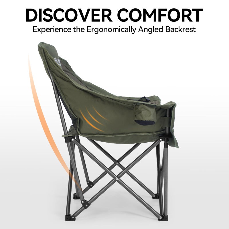 Huskfirm Oversized Camping Chair Padded Camping Chairs Heavy-Duty Foldable Camping Chairs with Cup Holder and Cooler Bag Portable Lawn Chair for Sports Outdoors-Support 450LBS, Green - Image 5