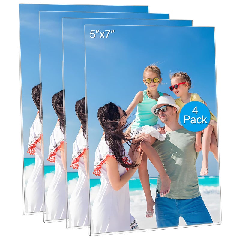 Douildhaiy 4 Pack Magnetic Picture Frames for Refrigerator, 5x7 Magnetic Photo Holders for Fridge, Acrylic Magnetic Picture Frame for Displaying Frames,Children Artworks - Image 1