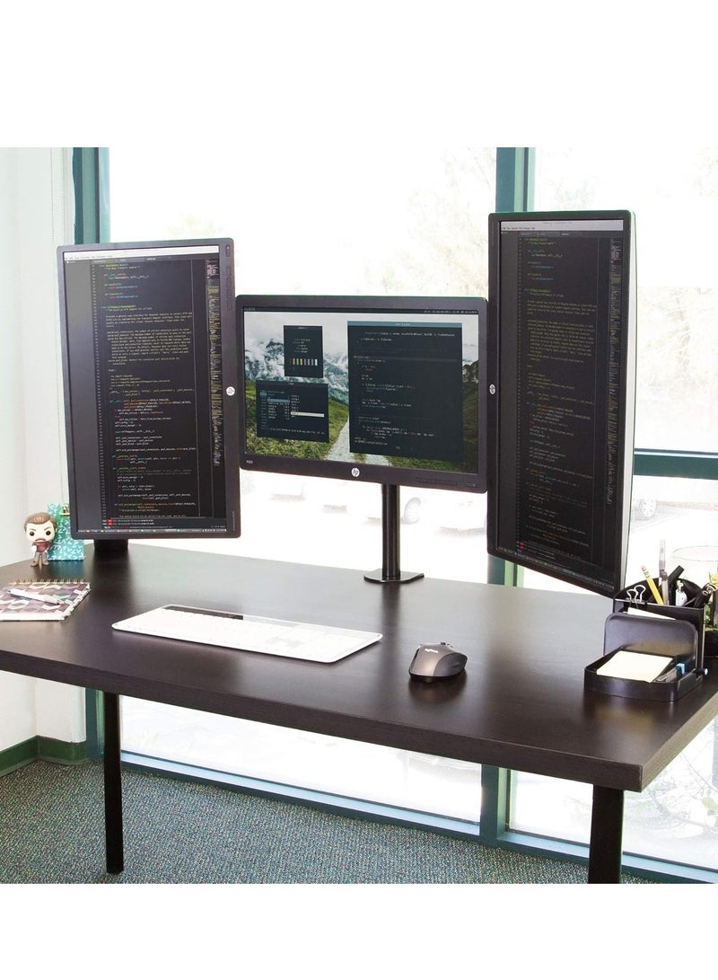 Gravity Triple Monitor Desk Mount ‚Äì 3 Screen Stand with Clamp & Grommet Base, Fits 24", 27", 32" Displays, Universal VESA 75x75 & 100x100 - Image 2