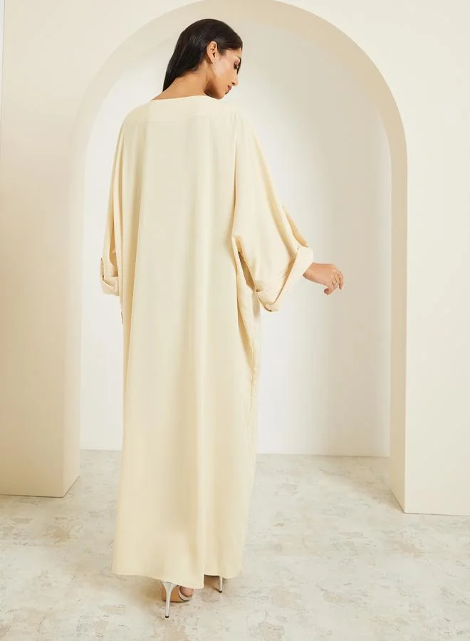 Amirah  Women Yellow Embellished Maxi Jalabiya for Women | Best Price UAE