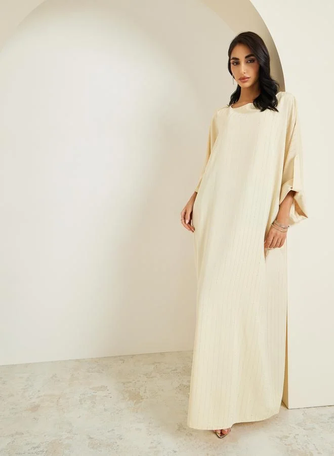 Amirah  Women Yellow Embellished Maxi Jalabiya for Women | Best Price UAE