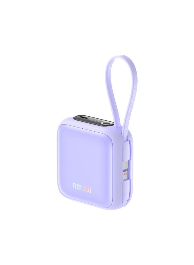 RSILOU - R1021 10000mAh Power Bank – 22.5W Fast Charging with Built-in USB-C & Lightning Cables, LED Digital Display, Portable Charger for iPhone & Android - Image 2