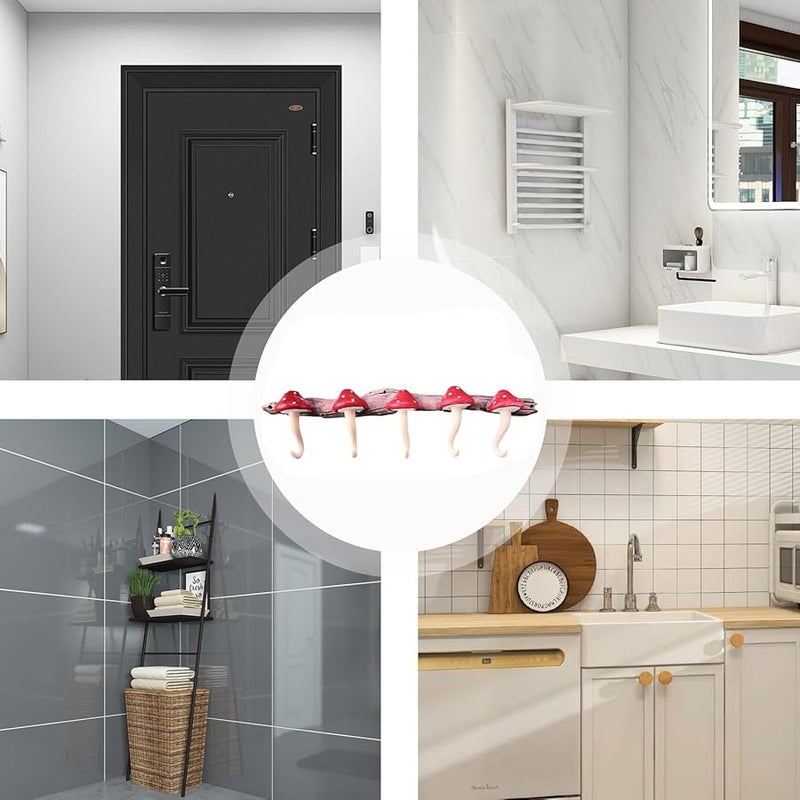 خطافات معطف جدار الفطر مثبتة باللاصق رف لغرفة المعيشة غرفة النوم الحمام - Image 5