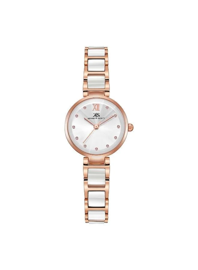 KENNETH SCOTT Women's Alloy+Ceramic Analog Watch K22531-KCWW - 30 mm