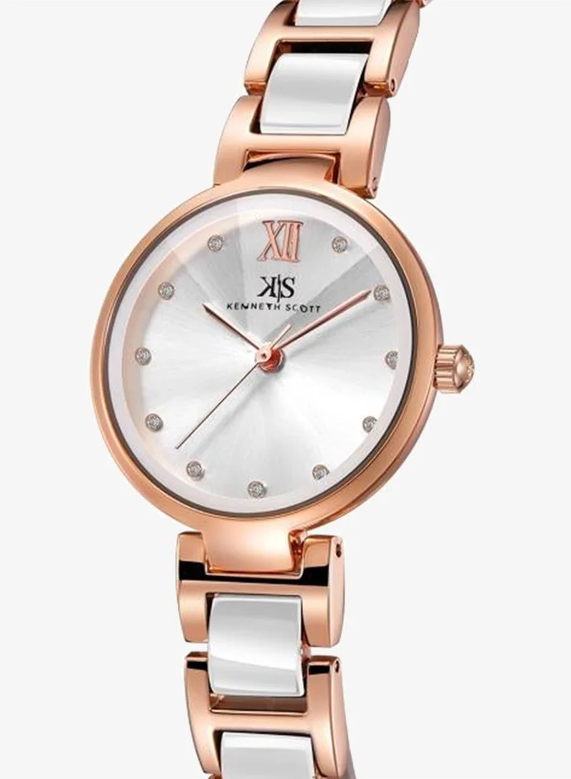 Kenneth Scott White Women's Alloy+Ceramic Analog Watch K22531-KCWW - 30 mm for Women | Best Price UAE