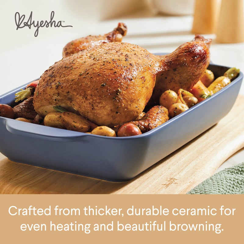 Ayesha Curry Ceramics Baking Dish/Lasagna Bakeware Pan, Rectangular, 9 Inch x 13 Inch - Anchor, Blue - Image 5