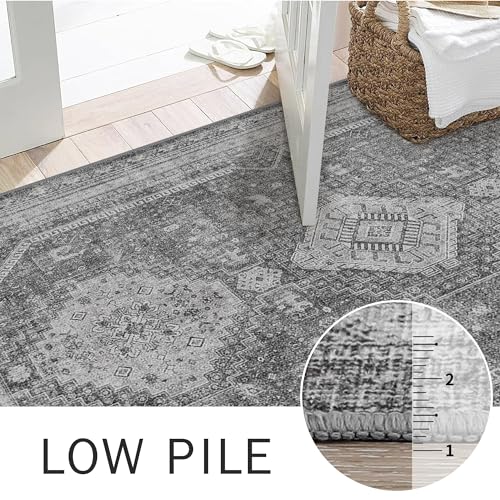 GENIMO 2x5 Non Slip Hallway Runner Rug, Machine Washable, Thin & Low Pile Lightweight for Kitchen, Laundry, Entryway, Bedroom & Living Room, Gray - Image 5