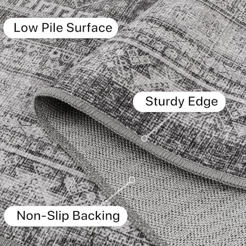 GENIMO 2x5 Non Slip Hallway Runner Rug, Machine Washable, Thin & Low Pile Lightweight for Kitchen, Laundry, Entryway, Bedroom & Living Room, Gray - Image 4