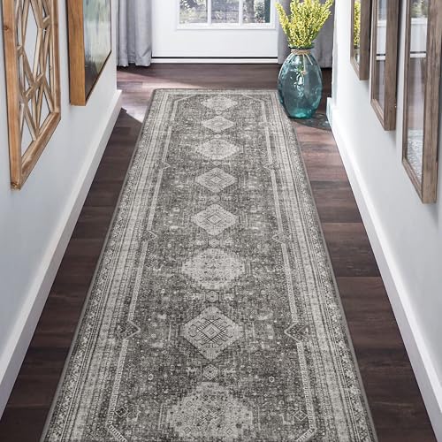 GENIMO 2x5 Non Slip Hallway Runner Rug, Machine Washable, Thin & Low Pile Lightweight for Kitchen, Laundry, Entryway, Bedroom & Living Room, Gray - Image 2