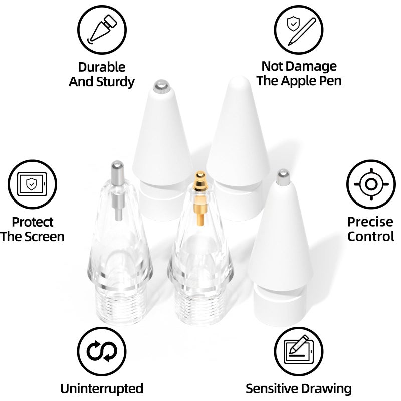 JOOSKO Upgraded Replacement Tips for Apple Pencil Pro/USB-C/2nd Gen/1st Gen Tips(with Storage case),wear-Resistant Mix Metal Tips for iPad Pencil Accessories(6 Packï¼ŒLavender) - Image 3
