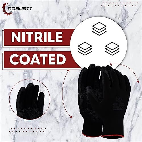 Robustt Nylon Nitrile Coated Industrial Safety Hand Gloves(Pack of 24) Anti-Cut | Cut Resistant | Heat Resistant | Industrial Use | for Finger and Hand Protection. - Image 2