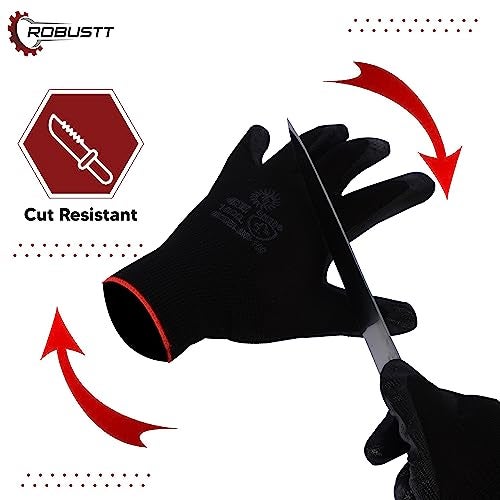 Robustt Nylon Nitrile Coated Industrial Safety Hand Gloves(Pack of 24) Anti-Cut | Cut Resistant | Heat Resistant | Industrial Use | for Finger and Hand Protection. - Image 3