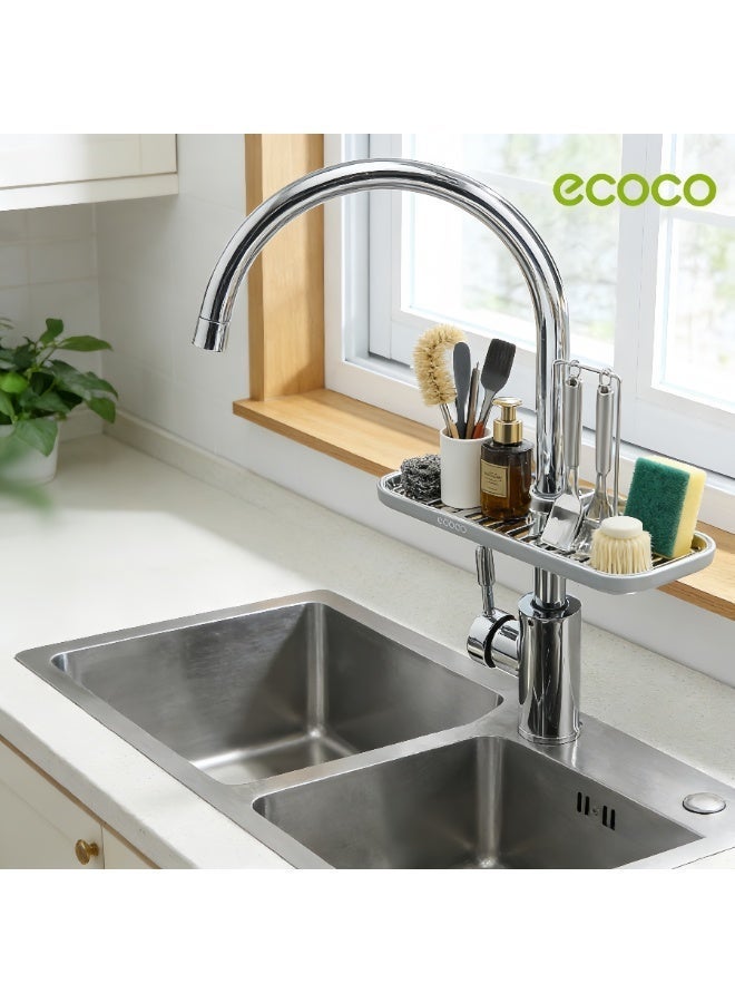 ecoco Faucet Storage Rack, No-Drill Double-Layer Sink Organizer, 360° Rotatable Drainage Shelf for Kitchen & Bathroom - Image 3
