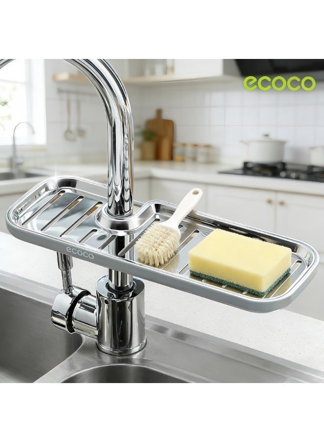 ecoco Faucet Storage Rack, No-Drill Double-Layer Sink Organizer, 360° Rotatable Drainage Shelf for Kitchen & Bathroom - Image 5