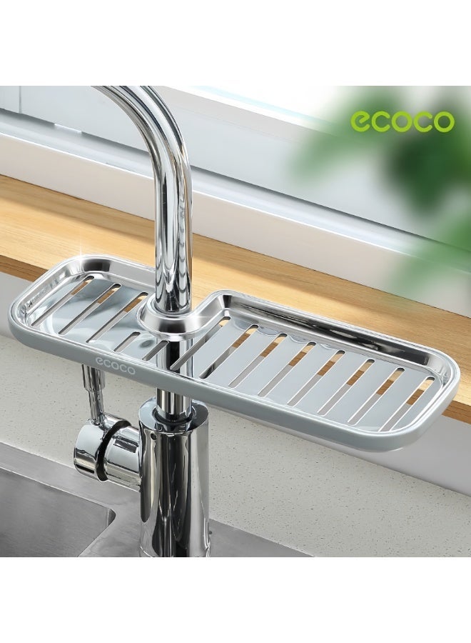 ecoco Faucet Storage Rack, No-Drill Double-Layer Sink Organizer, 360° Rotatable Drainage Shelf for Kitchen & Bathroom - Image 4