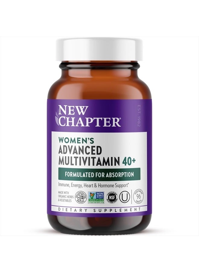 New Chapter Women's Multivitamin 40+ Advanced Formula for Heart, Hormone, Immune & Energy Support, Higher Levels of Whole-Food Fermented B Vitamins +D3, Made with Organic Non-GMO Ingredients, 96 Count - Image 1