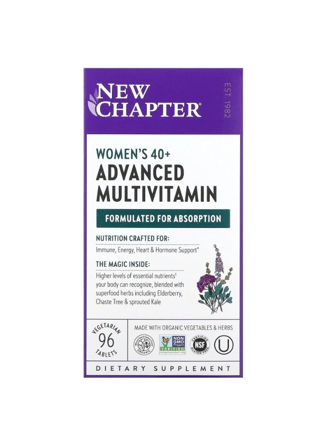 New Chapter Women's Multivitamin 40+ Advanced Formula for Heart, Hormone, Immune & Energy Support, Higher Levels of Whole-Food Fermented B Vitamins +D3, Made with Organic Non-GMO Ingredients, 96 Count - Image 1