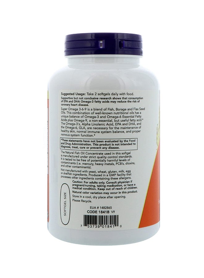 Now Foods Super Omega 3-6-9 180 Softgels - Image 2