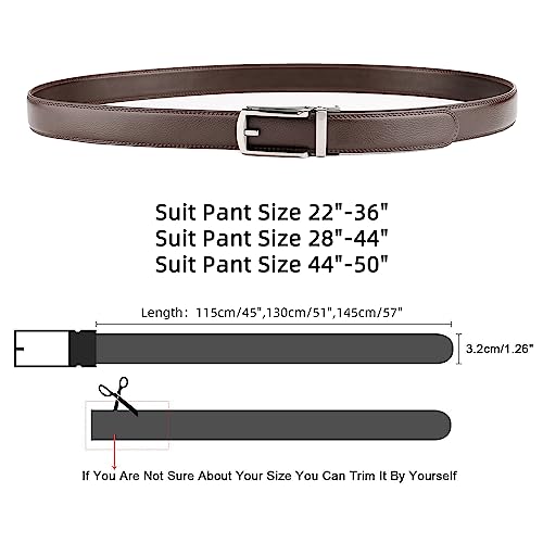 WERFORU Leather Ratchet Dress Belt for Men Perfect Fit Waist Size Up to 50 Inches with Automatic Buckle,02Style 1 - Coffee,Suit Pant Size 30-44 Inches - Image 5
