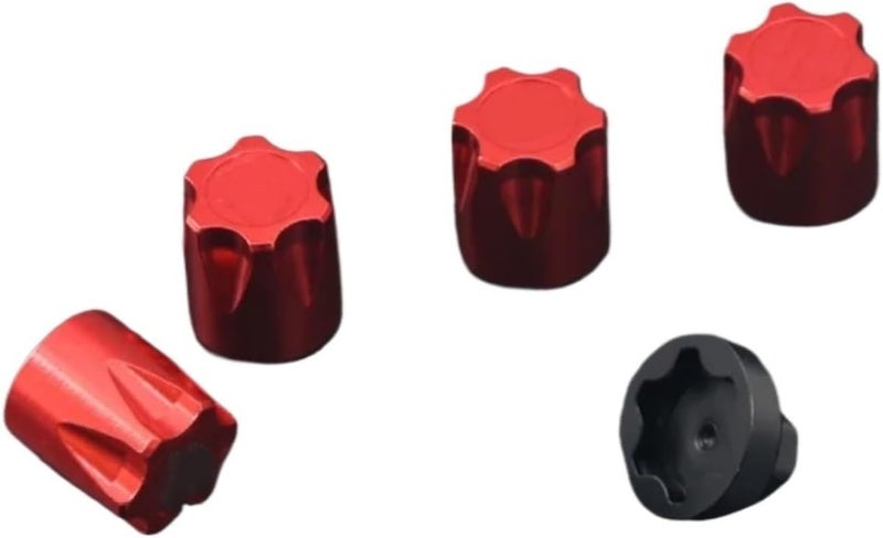 لموديلات Capra، Axial، SCX10، D90، TRX4، TF2، CC01: غطاء مركزي لحافة العجلة المعدني، مع صامولة M4، عدد 4 قطع، لترقية سيارات RC (لون أحمر). - Image 1