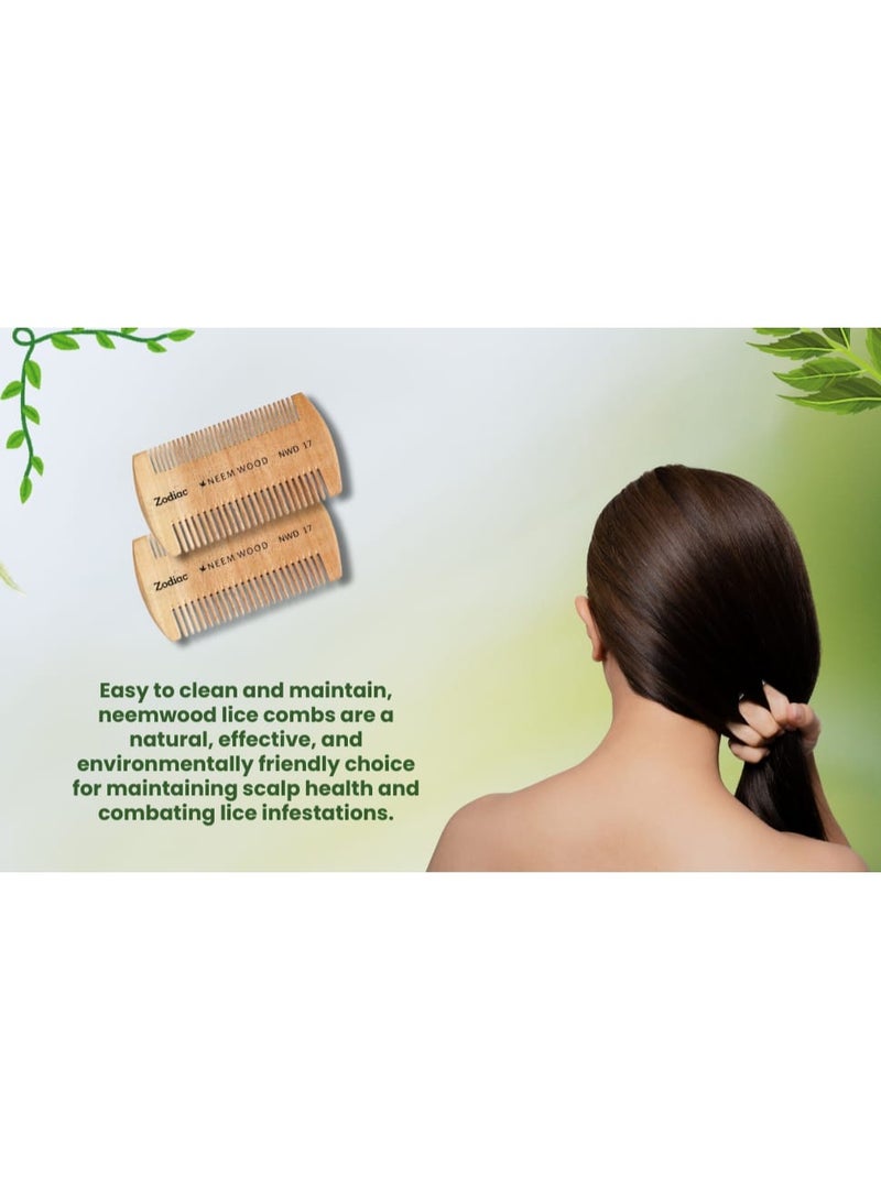 Zodiac Neem Wood Hair Comb for Hair Growth, Dandruff Control & Reduced Hair Fall | Wide & Thin Teeth NWD17 - Image 5