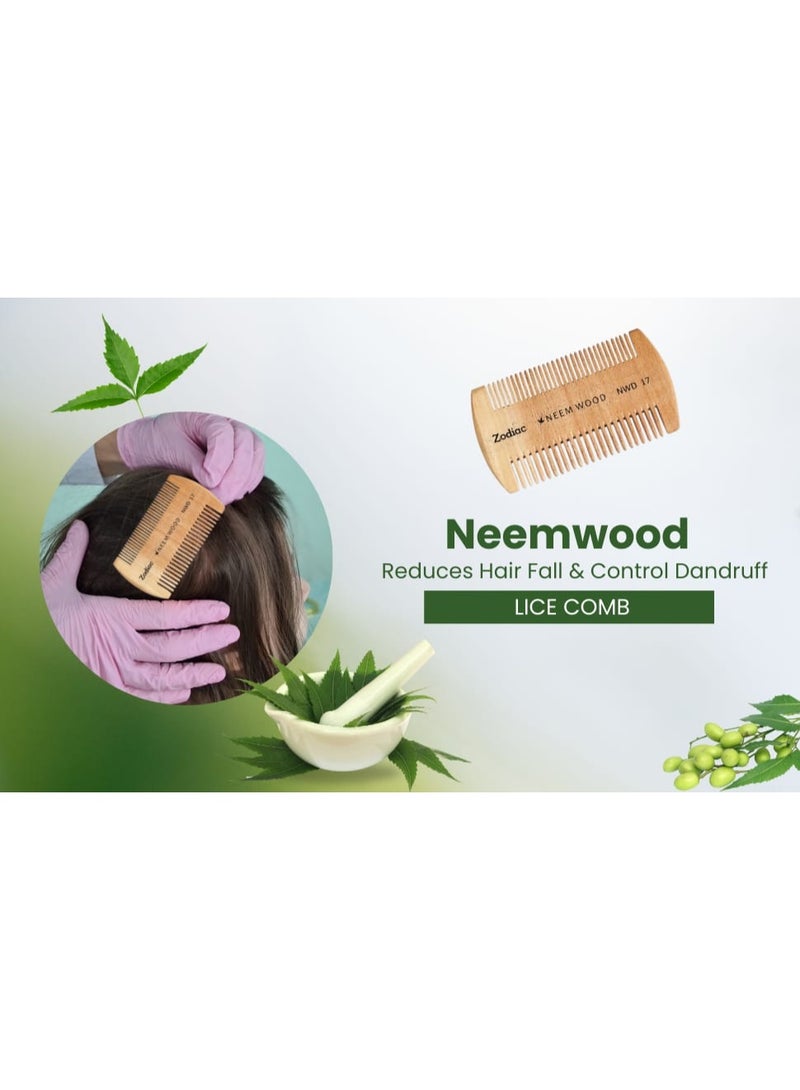 Zodiac Neem Wood Hair Comb for Hair Growth, Dandruff Control & Reduced Hair Fall | Wide & Thin Teeth NWD17 - Image 4