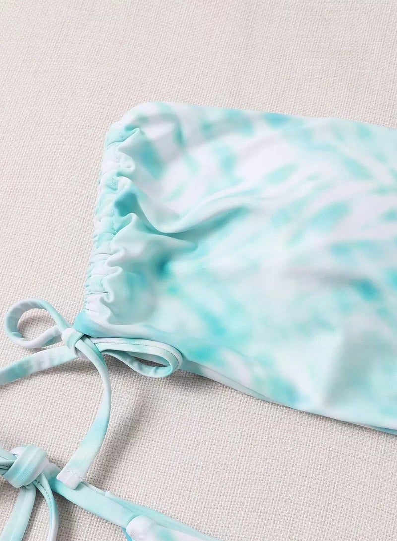 Generic Tie Dye Bandeau Thong Bikini Swimsuit - Image 5