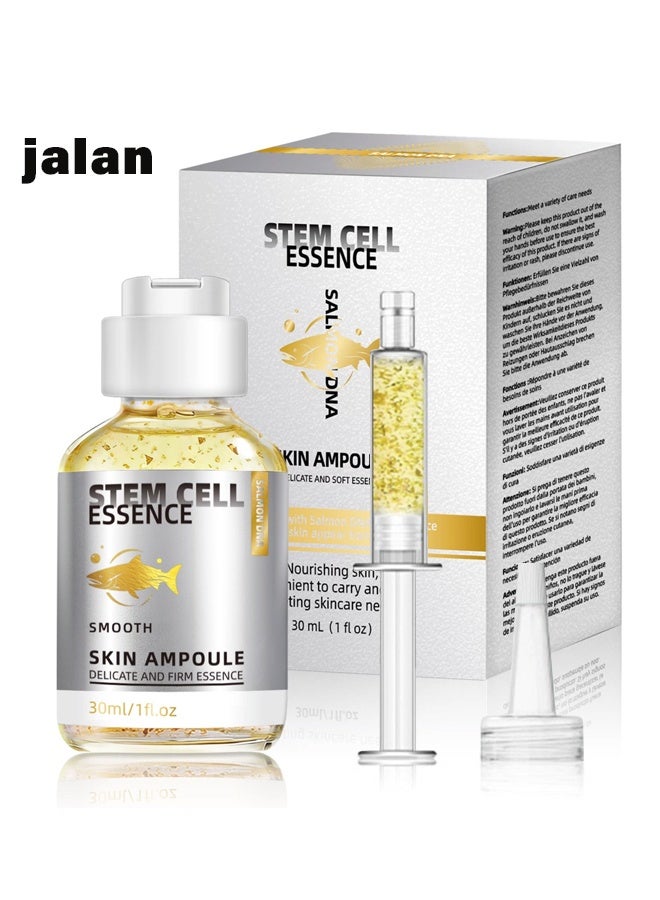 jalan Stem Cell Essence Resilience Skin Ampoule,Salmon DNA Gold Foil Salmon Facial Essence Ampoule - Anti-wrinkle, Fades Acne Scars, Improves Skin Texture, Evens Skin Tone 30ml - Image 1