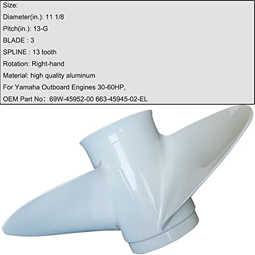 DLNIG 11 1/8x13-G Boat Moto Aluminum Propeller - for Yamaha Outboard Engines 30HP 40HP 50HP 60HP Replace 69W-45945-00-00 663-45945-02-EL,13 Spline Tooth - Aluminum Outboard - Image 5