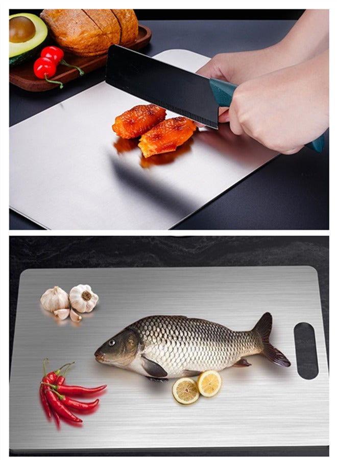 Titanium Cutting Board -100% Pure Titanium Cutting Boards for Kitchen,Food Grade 304 Stainless Steel Cutting Board,Double-sided food-grade Chopping Board for Cutting Meats,Fruits Vegetables（35*23cm) - Image 3