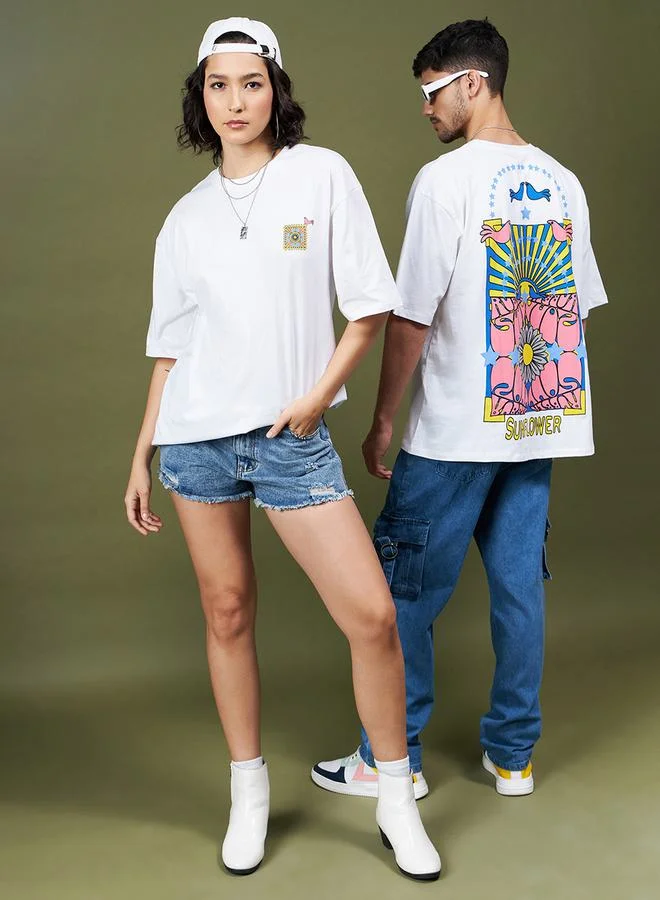 Mascln Sassafras Oversized Sunflower Graphic T-Shirt by Styli