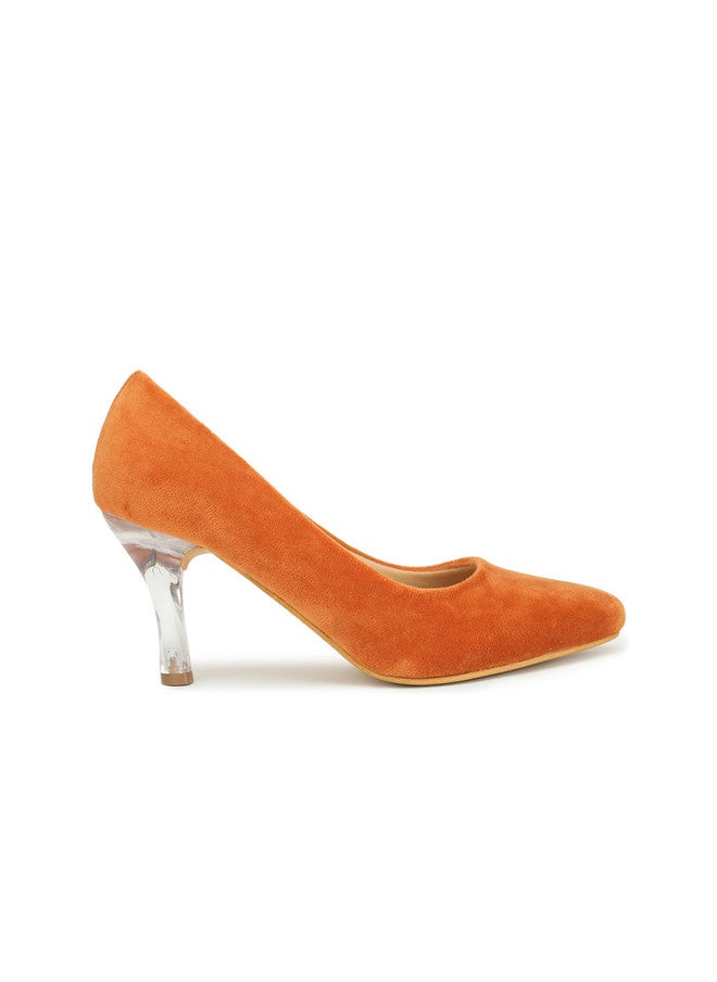 She Zone Rust Suede Pumps for Women - Image 4