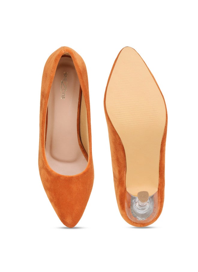 She Zone Rust Suede Pumps for Women - Image 5