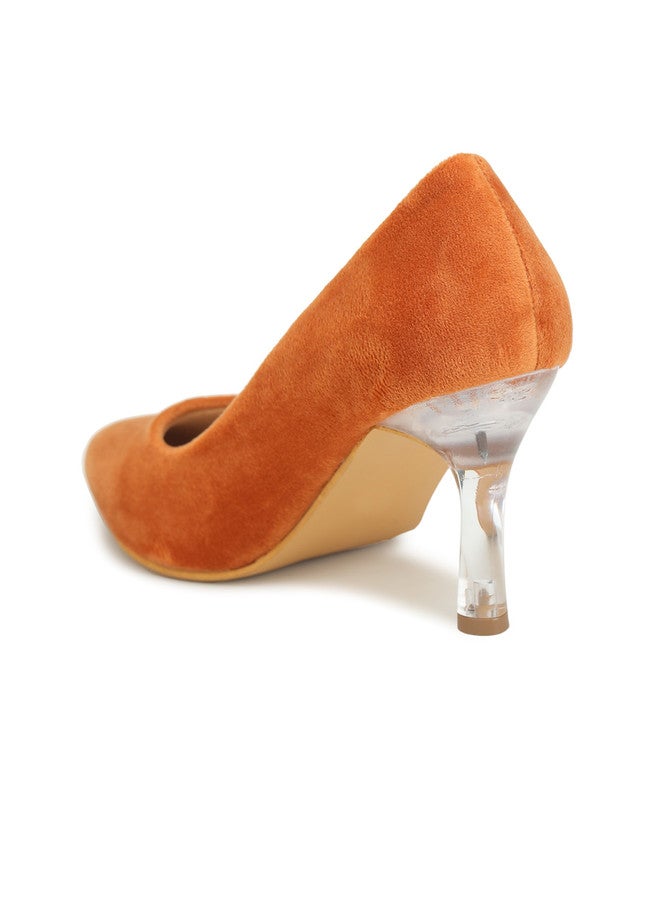 She Zone Rust Suede Pumps for Women - Image 3