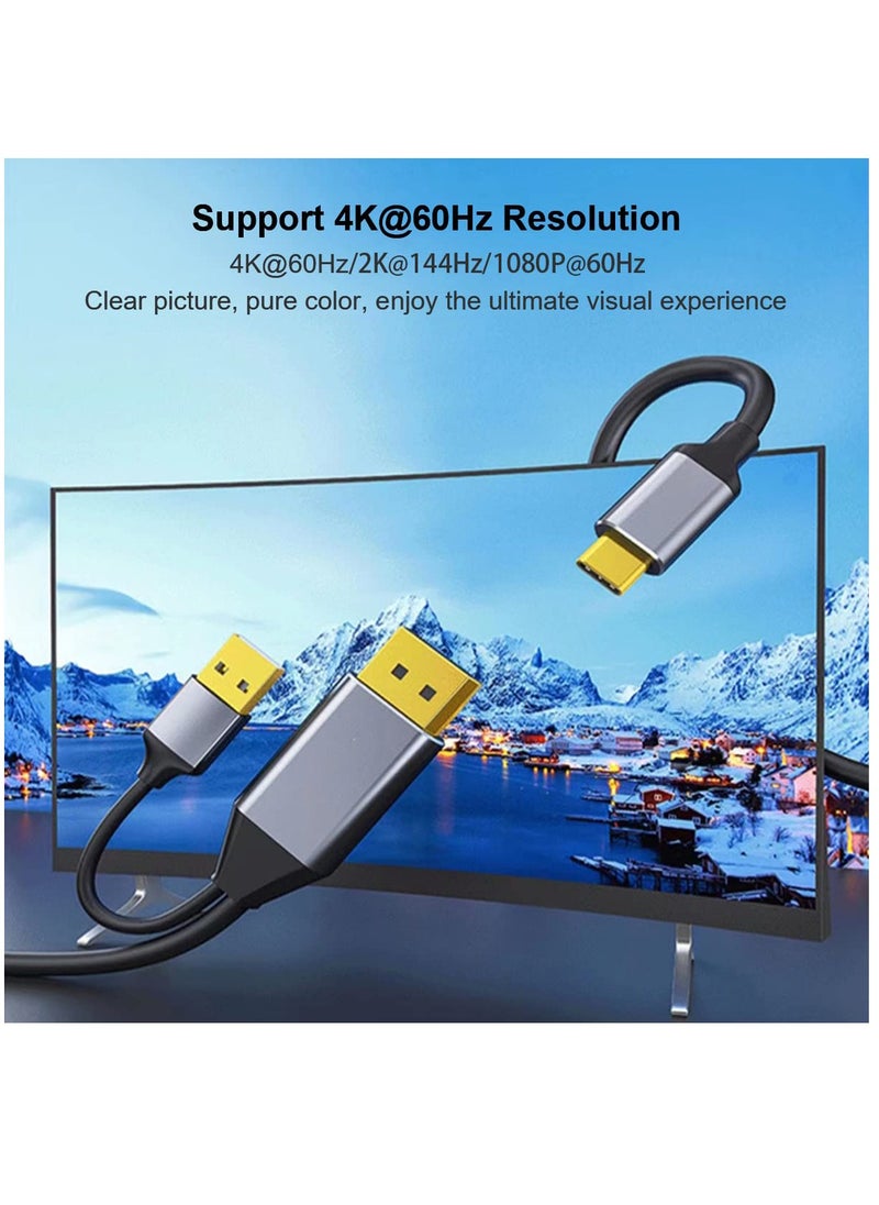 Excefore DisplayPort to USB C Cable 6.6ft 4K@60Hz with USB Cable Adapter,DP Male to Type-C Male Converter Support Touch with Nreal Air VR, MacBook Pro/Air 2020/2018, iPad Pro/Air, XPS  - Image 5