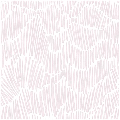 Theper Pink Striped Wallpaper Peel and Stick Wallpaper Boho 17.3"×78.8" Simple Modern Removable Self Adhesive Wall Paper for Bedroom Cabinets Waterproof White and Pink Contact Paper Vinyl Roll - Image 1