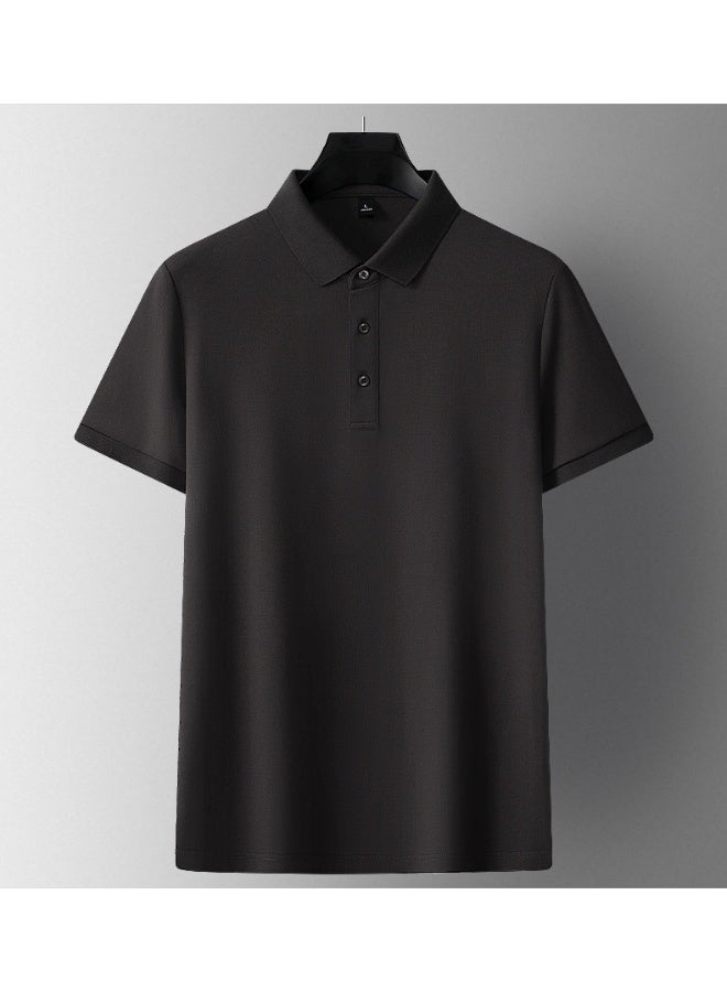 Men's Casual Half Sleeve T-Shirt Fashionable Pure Color Polo Shirt UV Protection Comfortable Summer Wear - Image 2